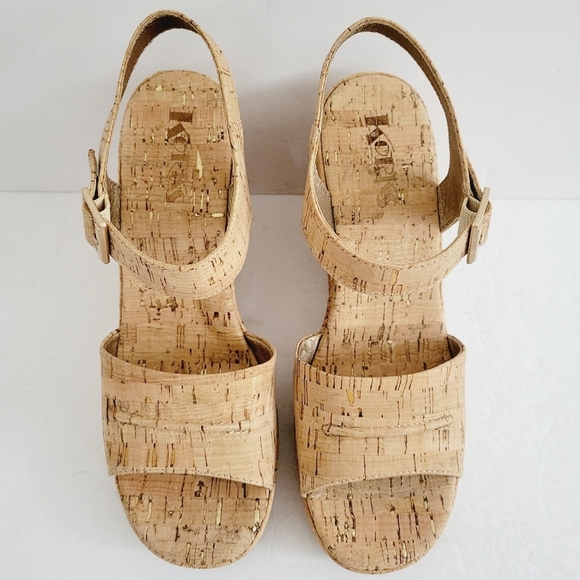 NEW Korks By Kork Ease Jenneve Cork Natural Wedge Strappy Cork Sandals, Size 9 - Picture 3 of 9